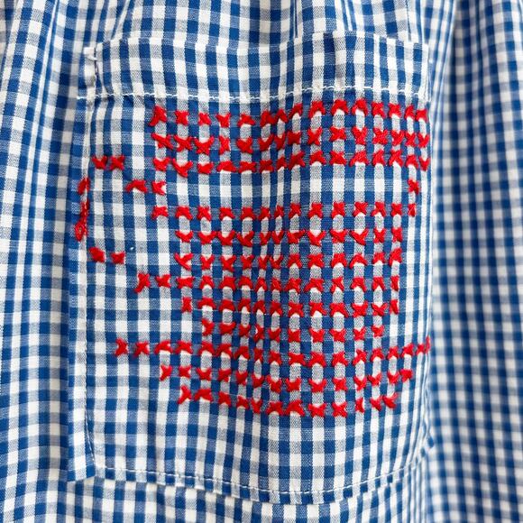 Vintage Handmade Cross Stitch Coffee Gingham Apron - Picture 7 of 7